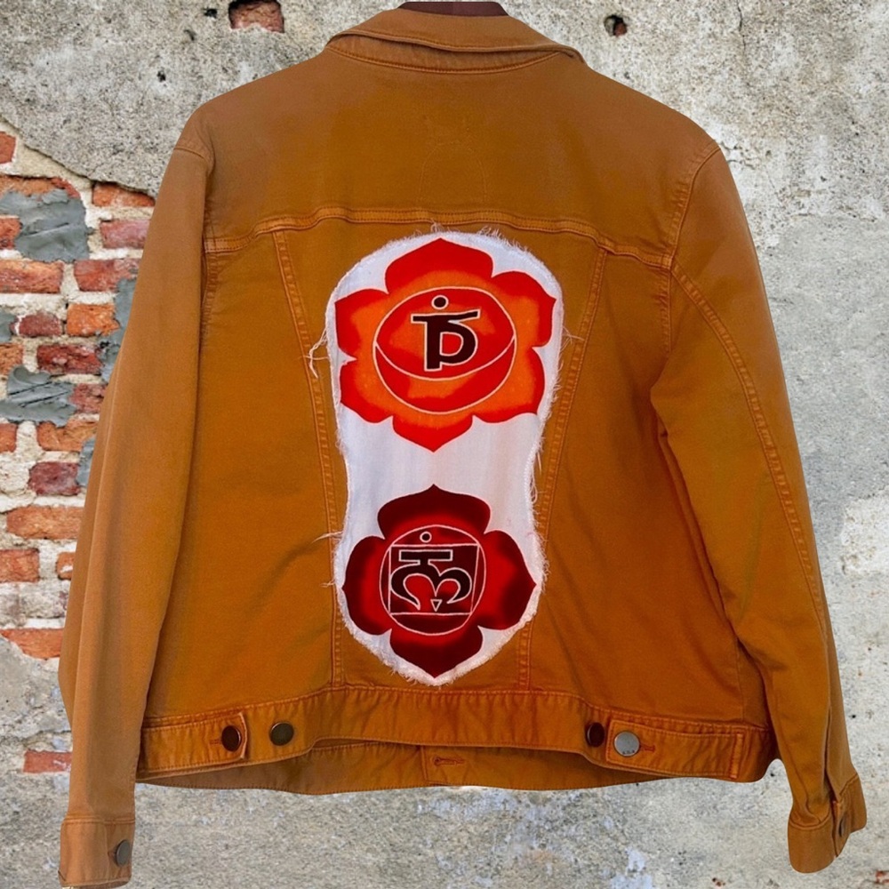 Upcycled chakra patched jean jacket